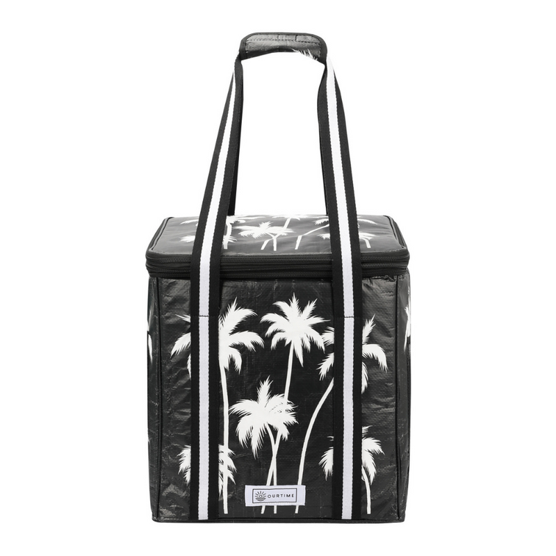 Insulated Double Compartment Cooler Bag Black Palm