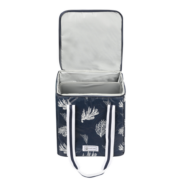 Insulated Double Compartment Cooler Bag Navy Coral
