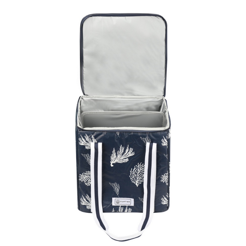 Insulated Double Compartment Cooler Bag Navy Coral